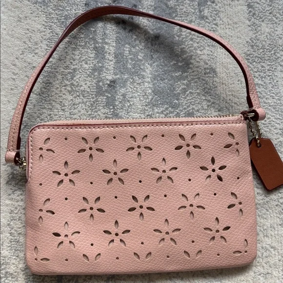 Coach Pink Floral Cutout Wristlet - Picture 4 of 6